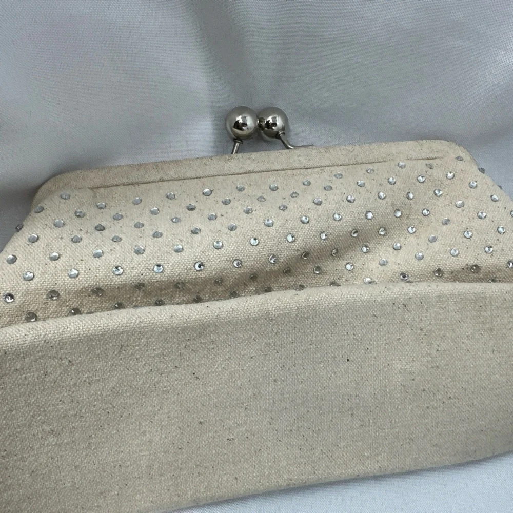 J. Crew Cream Crystal-Embellished Clutch with Chain